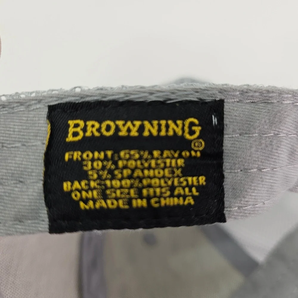 Browning Trucker Hat Mens OSFM Gray Y2K Buckmark Logo Snapback Mesh Cap Skate